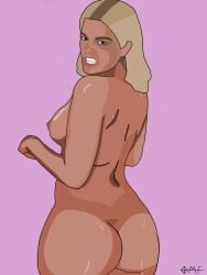 artist_name ass bebe_rexha big_ass big_butt black_eyes blonde_female blonde_hair bubble_butt butt_crack celebrity chubby chubby_female completely_nude completely_nude_female curvy curvy_female curvy_figure drawing light-skinned_female looking_at_viewer looking_back looking_back_at_viewer nipples oiled_body omf(artist) one_breast_visible real_person realistic_breast_size realistic_proportions shiny_skin singer thick thick_ass thick_thighs