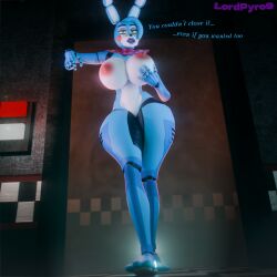 3d 3d_(artwork) animatronic anthro areola big_breasts blue_body bow_ribbon breasts dialogue female five_nights_at_freddy's five_nights_at_freddy's_2 genitals green_eyes inside lagomorph leporid low-angle_view lpyro9 machine mammal nipples nude pussy rabbit robot scottgames solo thick_thighs toy_bonnie_(fnaf) toy_bonnie_(psychojohn2)