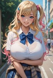 1girls ai_generated blonde_hair school_uniform tilcox33