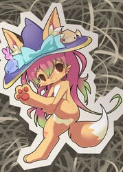 ambiguous_gender anus ass canine featureless_crotch feet fox furry hat kemono konzaburou mammal paws raised_leg solo tail