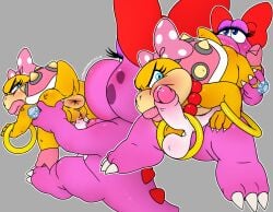 1futa 1girls 69 69_position absurd_res accessory anthro anthro_on_anthro anus ass balls bent_over big_penis birdo birdo_(character) blue_eyes bodily_fluids bow_ribbon bracelet claws clothing cubby_(artist) cubbychambers duo eyeshadow feet female footwear foreskin furry furry_female furry_futa furry_only futanari gem genital_fluids genitals hair_accessory hair_ribbon hairbow handjob hi_res high_heels intersex intersex/female jewelry koopaling lips makeup mario_(series) necklace nintendo nipples orange_body pearl_(gem) pearl_necklace penile penis penis_against_cheek pink_body precum puffy_nipples pussy reptile ribbons rimming_female ring scalie sex shell shoes spikes spikes_(anatomy) spread_anus spreading tail thick_lips toe_claws uncircumcised vulva wendy_o._koopa yellow_skin