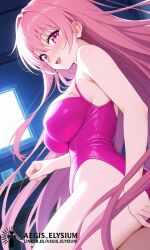 1girls 2025 aegis_elysium ai_generated blushing blushing_at_viewer breasts chair cleavage desk desktop female female_focus female_only hair hair_ornament headpiece hi_res high_quality high_res high_resolution highleg highleg_leotard huge_breasts keyboard large_breasts leotard long_hair open_mouth original original_character pink_eyes pink_hair pink_leotard screen smile smiling_at_viewer solo solo_focus streamer table thick_breasts thick_thighs thighs tiara tv very_long_hair watermark
