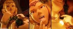 blonde-haired_male blonde_female blonde_hair giant giant_girl giant_woman giantess link_(tears_of_the_kingdom) sadinincarnate3d swallowing the_legend_of_zelda tiny tiny_male tongue vore zelda_(tears_of_the_kingdom)