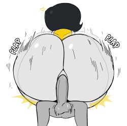 1girl1boy 1girls 1male 2d anal anal_sex ass ass_bigger_than_head ass_cleavage ass_focus balls ballsack big_ass big_penis black_hair butt_crack buttocks delicious_ass etta_(mrpotato123_) female huge_ass huge_butt hyper_ass hyper_butt male mrpotato123_ penis penis_in_anus penis_in_ass plap robot robot_girl robot_humanoid self_upload sex simple_background tagme white_body