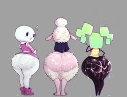 2026 3girls ass ass_bigger_than_head ass_bigger_than_torso bottom_heavy bottomless bubble_butt creamy_cum cum cum_on_ass dawn_bellwether dragon_ball dress female female_focus female_only green_body gure_(dragon_ball) light-skinned_female looking_at_another looking_to_the_side massive_ass mimi_(super_paper_mario) polka_dot rippledvoice self_upload sheep sheep_girl shortstack shortstack_female super_paper_mario thick thick_ass thick_cum thick_thighs white_body zootopia