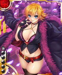 bra breasts female igawa_sakura kagami_hirotaka large_breasts lilith-soft lipstick nail_polish navel official_art orange_hair solo taimanin_(series) taimanin_asagi taimanin_asagi_battle_arena taimanin_asagi_battle_arena_all_card_gallery underwear