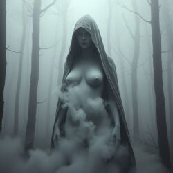 female female_only foggy_background nude_female oc original_character pale_skin photorealistic trees wrath