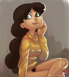 angie_diaz black_panties bottomless d-rock disney female panties sitting solo star_vs_the_forces_of_evil sweater