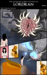 black_hair black_nails black_toenails comic comic_page dark_souls dominodancing33 dragon female gaping_dragon giant_penis goth goth_girl gruulguy humor kina_the_witch magic magic_penis makeup male naked naked_female penis solaire_of_astora witch