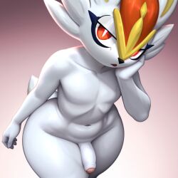 1boy ai_generated animal_ears animal_nose anthro black_nose brown_background bunny cinderace completely_nude completely_nude_male cowboy_shot femboy femboy_only foreskin from_above furry furry_male furry_only game_freak gradient_background half-closed_eyes hand_on_chin hand_up head_tilt looking_at_viewer male male_only naked naked_male nintendo no_nipples nude nude_male parted_lips penis pokémon_(species) pokemon pokemon_(species) rabbit rabbit_boy red_eyes short_tail simple_background slit_pupils solo solo_male style_emulation thick_thighs tifokoh57 uncircumcised walking white_background white_body white_fur white_pupils wide_hips