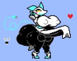 anthro deltarune faucyv furry futanari huge_cock hyper_penis pixel_art source_request tasque_manager_(deltarune) wplace