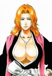 1girls accurate_art_style accurate_body_type ai_generated between_breasts big_breasts bleach blue_eyes breast_focus breasts busty center_opening chain_necklace chains clavicle cleavage clothing collarbone curvaceous curvy digital_media_(artwork) fanart female female_focus female_only hand_on_own_hip highres huge_breasts japanese_clothes jewelry kimono large_breasts light-skinned_female light_skin long_hair looking_at_viewer matsumoto_rangiku mole mole_under_mouth necklace no_bra open_clothes orange_hair round_breasts sash shiny_hair shiny_skin simple_background smile solo solo_female solo_focus standing tite_kubo_style traditional_clothes upper_body voluptuous wafuku white_background white_sash ㅇㅇ