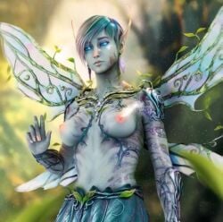 ai_generated blue_hair female paragon pixie_cut predecessor the_fey_(opaline) the_fey_(paragon) the_fey_(predecessor) wings