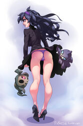 1girls ass cameltoe duskull female fxnative hex_maniac high_heels looking_back npc_trainer open_toe_shoes panties pokemon pokemon_xy shuppet skirt upskirt