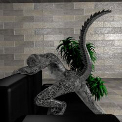 3d arched argonian bend blender brick leaning lizard nude pose reptile scalie skyrim sofa the_elder_scrolls video_games