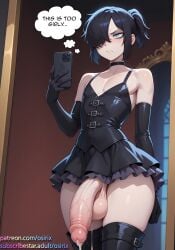 2025 ai ai_art ai_generated balls ballsack black_boots black_choker black_corset black_gloves black_hair black_skirt blake_(osirix) blue_eyes choker cock color colored corset dick elbow_gloves femboy gloves goth goth_boy male mirror mirror_reflection mirror_selfie oc original original_character original_characters osirix otoko_no_ko pale pale-skinned_femboy pale-skinned_male pale_body pale_skin penis ponytail ruffled_skirt self_upload selfie shoulders skirt stable_diffusion testicles thigh_boots thighs uncensored uncensored_penis
