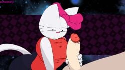 1boy 1boy1girl 1girls animated anon anonymous_male ass beat_banger big_breasts big_butt big_penis breasts cat_ears cat_humanoid cat_tail catgirl feline female furry garfieldreal12 kitty_(uldd) masturbation uldd unseen_male_face white_body white_fur white_hair