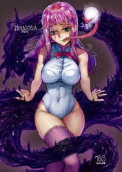 1girls darkness evil_smile female female_only hourglass_figure large_breasts leotard long_tongue melascula miasma nanatsu_no_taizai prehensile_tongue purple_hair slq solo soul tagme the_seven_deadly_sins thegoldensmurf thick_thighs very_long_tongue wide_hips