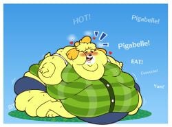 animal_crossing bbw belly big_ass big_belly big_breasts blob blush breasts chubby chubby_cheeks chubby_female curvy dialogue double_chin drooling fat fat_ass fat_belly fat_butt fat_cheeks fat_face fat_folds fat_rolls fat_thighs fat_woman fawxen female heart heart huge_ass huge_belly huge_breasts huge_thighs hyper_ass hyper_belly hyper_thighs isabelle_(animal_crossing) large_ass large_belly large_breasts large_thighs morbidly_obese morbidly_obese_female musk obese obese_female overweight overweight_female ssbbw text thick_arms thick_thighs tight_clothing