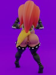 1girls 3d 3d_(artwork) anal anklet armlet ass back_view big_ass big_breasts big_butt big_thighs black_boots black_gloves black_leotard boots bowsette bracelet bubble_ass bubble_butt butt curvy dark-skinned_female dark_skin dat_ass double_v elbow_gloves elbow_pads female female_only gloves heel_boots horns huge_ass huge_breasts huge_butt huge_thighs knee_pads large_ass large_breasts large_butt large_thighs leotard looking_at_viewer mario_(series) naked nintendo nude ponytail puffy_anus purple_background pussy red_bowsette red_hair self_upload solo spiked_anklet spiked_armlet spiked_bracelet spiked_shell spiked_tail spiked_thighlet strapless_leotard tail thick thick_ass thick_butt thick_eyebrows thick_hips thick_thighs thigh_boots thighlet tied_hair v wide_hips