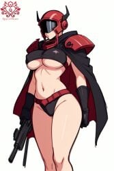 ai_generated armor big_breasts bodysuit breasts democracy domination drawing female helldiver_(helldivers) helldivers helldivers_(series) helldivers_2 helmet long_legs meme one_girl orginal_character original original_character patreon patreon_username queen_of_hearts queenhearts slim slim_waist thighs video_games weapon