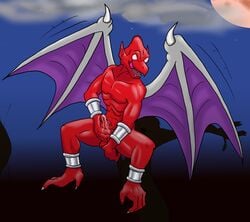 boner demon demon's_crest erection firebrand gargoyle kaliak_(artist) male male_only masturbation nude penis red_arremer solo wings