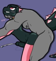 2boys accurate_art_style anon anthro armwear big_dom_small_sub bigpapapickle buff cum cumming_from_anal_sex cute eyes_rolling_back femboy fucked godzilla godzilla_(series) looking_pleasured male male/male male_penetrated male_penetrating male_penetrating_male monsterverse mustard_gollum scalie text thighhighs twink veneno