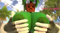 1girls 3d animated big_breasts blaster_master breasts dialogue jackiedoot kanna_(blaster_master) lactating lactation plant_girl tagme text unusual_lactation video watermelon_juice