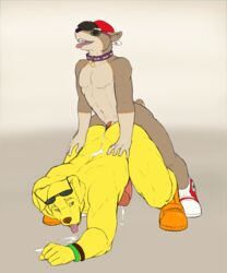 2boys anal anal_sex anthro bojack_horseman canine collar cum cum_in_ass cum_inside cum_on_body duo eyewear furry gay hat humanoid_penis kaynine male male_only mammal mr._peanutbutter penetration penis sunglasses thunderhusky yaoi