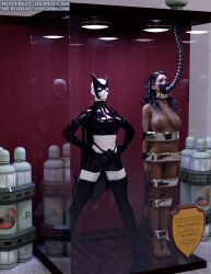 3d bound bound_arms bound_legs completely_nude completely_nude_female dc dc_comics helena_bertinelli helena_wayne huntress_(dc) mannequin nude nude_female thejpeger trophy_case