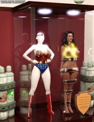 3d bound bound_arms bound_legs breast_bondage completely_nude completely_nude_female dc dc_comics diana_prince mannequin nude nude_female thejpeger trophy_case wonder_woman wonder_woman_(series)