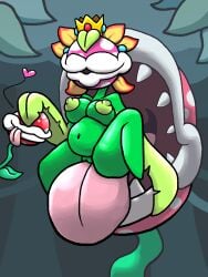 1girls 2others breasts carnivorous_plant chabble female heart leaf_hair leaf_hands mario_(series) nipples no_eyes nub_feet piranha_plant plant plant_girl post_transformation princess_peach pudgy_belly pussy sharp_teeth sitting_on_tongue tongue