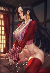 1boy 1futa ahe_gao ai_generated anal anal_sex athletic_futanari black_hair blush boa_hancock cleavage clenched_teeth clothed_futanari_nude_male cowgirl_position cum cum_while_penetrated dark-skinned_male earrings erection eyes_rolling_back faceless_male futa_sans_pussy futanari futanari_penetrated heavy_breathing interracial light-skinned_futanari light_skin long_hair male male_on_futa male_penetrating monochrome motion_lines muscular_futanari nai_diffusion novelai one_piece penis red_thighhighs red_topwear rolling_eyes sex_from_behind shemale straight_hair sweat thighhighs topwear uncensored untoucherble very_long_hair