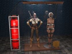 3d bound bound_arms bound_legs ciri cirilover1 completely_nude completely_nude_female mannequin nude nude_female the_witcher_(series) trophy_case