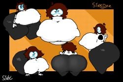 blue_glasses brown_hair cosplay cosplayer cosplaying female haydee haydee_(game) massive_ass massive_breasts poses sink sink_(sinktober) sinkdee_(sinktober) sona thick