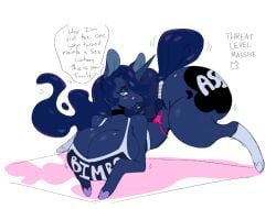 anthro ass big_breasts big_butt bimbo_anthro bimbo_lip bimbofication bimbofied bimbony bimbophi blush breasts dialogue english_text female friendship_is_magic hasbro huge_breasts huge_butt hyper hyper_breasts hyper_butt looking_at_viewer my_little_pony princess_luna_(mlp) solo talking_to_viewer text wide_hips