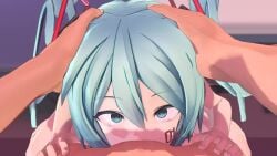 1boy 1girls 3d animated aqua_eyes aqua_hair blowjob blur_censor censored fellatio hatsune_miku head_grab irrumatio light-skinned_female light-skinned_male light_skin mikumikudance mmd naked no_sound nubilia nude nude_female nude_male on_knees oral shaking trembling twintails video video_games vocaloid