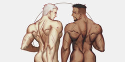 2boys bara blizzard_entertainment butt cropped lkikai male male_only multiple_males muscle nude overwatch overwatch_2 reaper soldier_76 yaoi