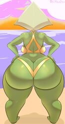 1girls ass beach big_ass bikini bottom_heavy breasts bubble_butt cloud dat_ass davidsanchan dumptruck_ass fat_ass female female_only gem_(species) gold_bikini green_skin hands_on_hips huge_ass large_ass massive_ass ocean outside peridot_(steven_universe) png rear_view shortstack solo steven_universe swimsuit thick_ass thick_thighs thunder_thighs water wide_hips