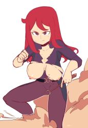 1girls big_breasts chariot_du_nord exposed_breasts female female_only little_witch_academia long_hair mboogy red_eyes red_hair ripped_clothing shiny_chariot ursula_callistis witch