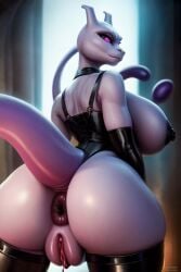 ai_generated big_areola big_ass big_breasts big_butt big_nipples black_latex black_latex_elbow_gloves black_latex_thighhighs black_nipples choker dominatrix dominatrix_outfit donut_anus female_mewtwo heavy_breasts huge_breasts large_areolae large_ass large_breasts large_butt large_nipples looking_back massive_breasts mewtwo pink_eyes plump_anus plump_labia plump_pussy pokemon pokemon_(species) presenting_ass rimwalker tail thick thick_thighs thighhighs voluptuous voluptuous_female