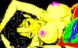 1girls areolae blocky_body nipples pixel_art retro_artstyle sharp_mz700 textmode white_background yellow_skin