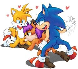 3boys anal anal_sex anus ass ass_slap backsack ball_fondling balls blue_eyes blush extraspecialzone furry green_eyes miles_prower non-human penis sex sonic_(series) sonic_the_hedgehog sonic_the_hedgehog_(series) spanking tails tails_the_fox toony valdis_the_bard yaoi