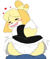 animal_crossing big_ass bubble_butt clothed clothing forbiddenchees8 huge_ass isabelle_(animal_crossing) looking_at_viewer nintendo panties smile thick_thighs wide_hips