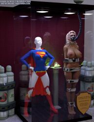 3d blonde_hair bondage bound bound_arms bound_legs completely_nude completely_nude_female dc dc_comics kara_zor-el mannequin nude nude_female objectification stationary_restraints supergirl superman_(series) thejpeger trophy trophy_case