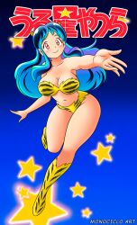 belly_button bikini blue_hair female horns lum monociclo_art smile urusei_yatsura