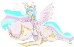 anthro areola areola_slip big_breasts bimbofication bimbofied bimbony bimbophi breasts clothed clothing female friendship_is_magic hasbro huge_breasts hyper hyper_breasts lips my_little_pony princess_celestia_(mlp) solo thick_lips wide_hips