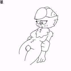 2d_animation animated anthro arm_grab bad5001 blush duo felid feline female fur heart_eyes heart_symbol jin_(bad5001) male male/female mammal monochrome neck_tuft plushie sex simple_background thick_thighs thigh_sex tuft white_body white_fur