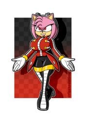amy_rose big_breasts bimbo bimbofication blush brainwashing breasts busty cleavage corruption dark_persona dialogue drone droneification eggman_empire eggman_logo elbow_gloves eyelashes eyeshadow female flashpoint_gear_(artist) fur furry gloves hi_res high_heels implied_transformation long_eyelashes mind_control personality_change piercing pink_hair sega smile solo sonic_(series) sonic_the_hedgehog_(series) takeover text transformation voluptuous
