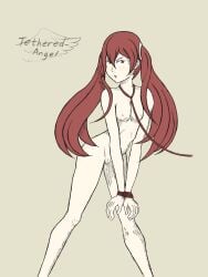 1girls angry bad_end bare_legs bondage bound bound_wrists captured completely_nude female female_only femsub fire_emblem fire_emblem_awakening leash legs long_hair nintendo nipples nude nude_female restrained severa_(fire_emblem) solo tethered_angel twintails very_long_hair